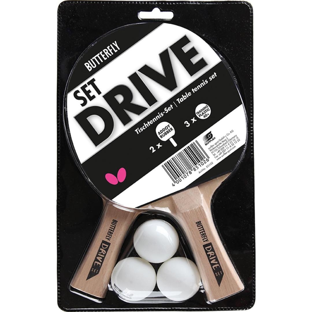BUTTERFLY TABLE TENNIS DRIVE SET סט 2 מחבטים ו- 3 כדורים טנ"ש בטרפליי