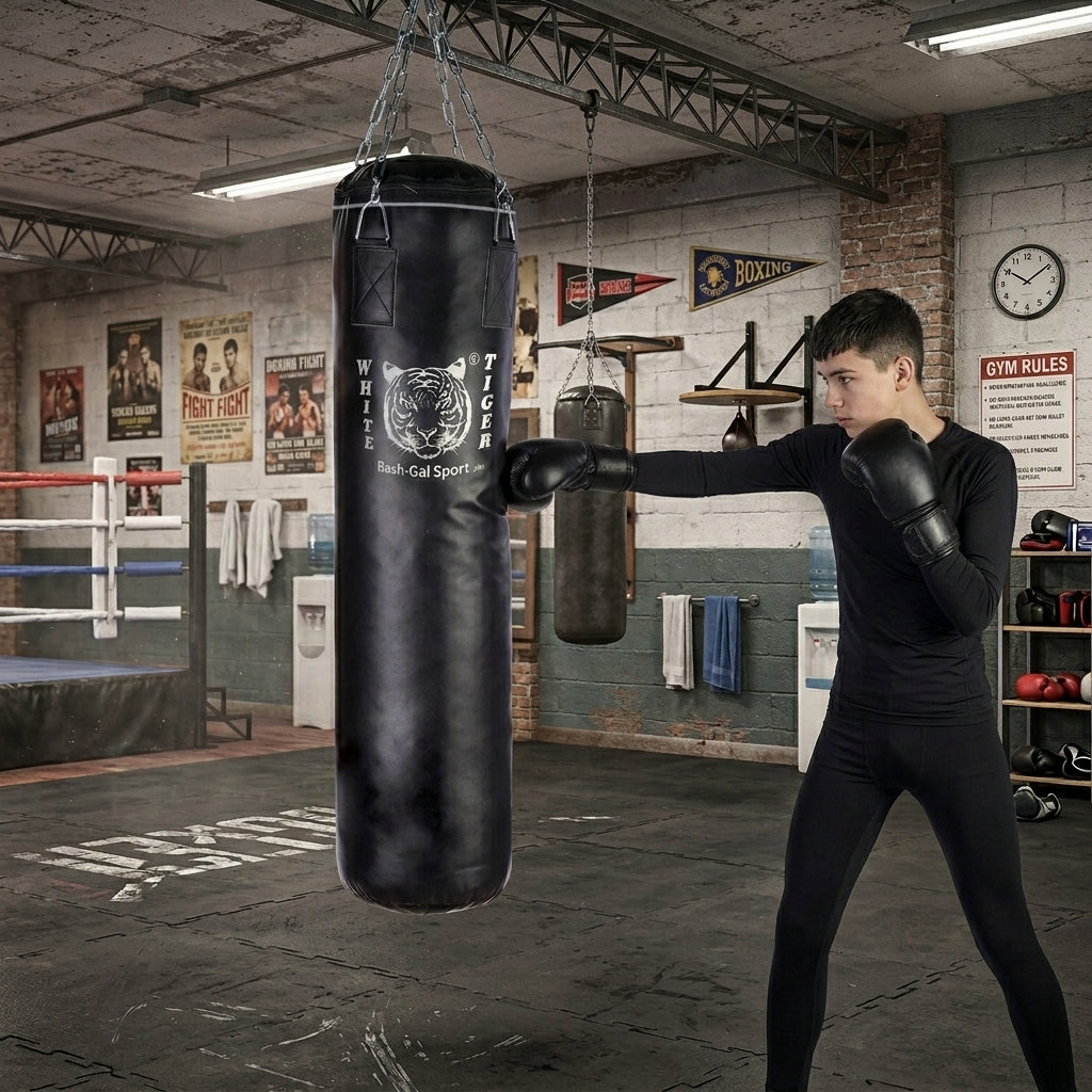 שק איגרוף שחור (מגוון גבהים) PU *מלא* Black PU punching bag – תמונה 2
